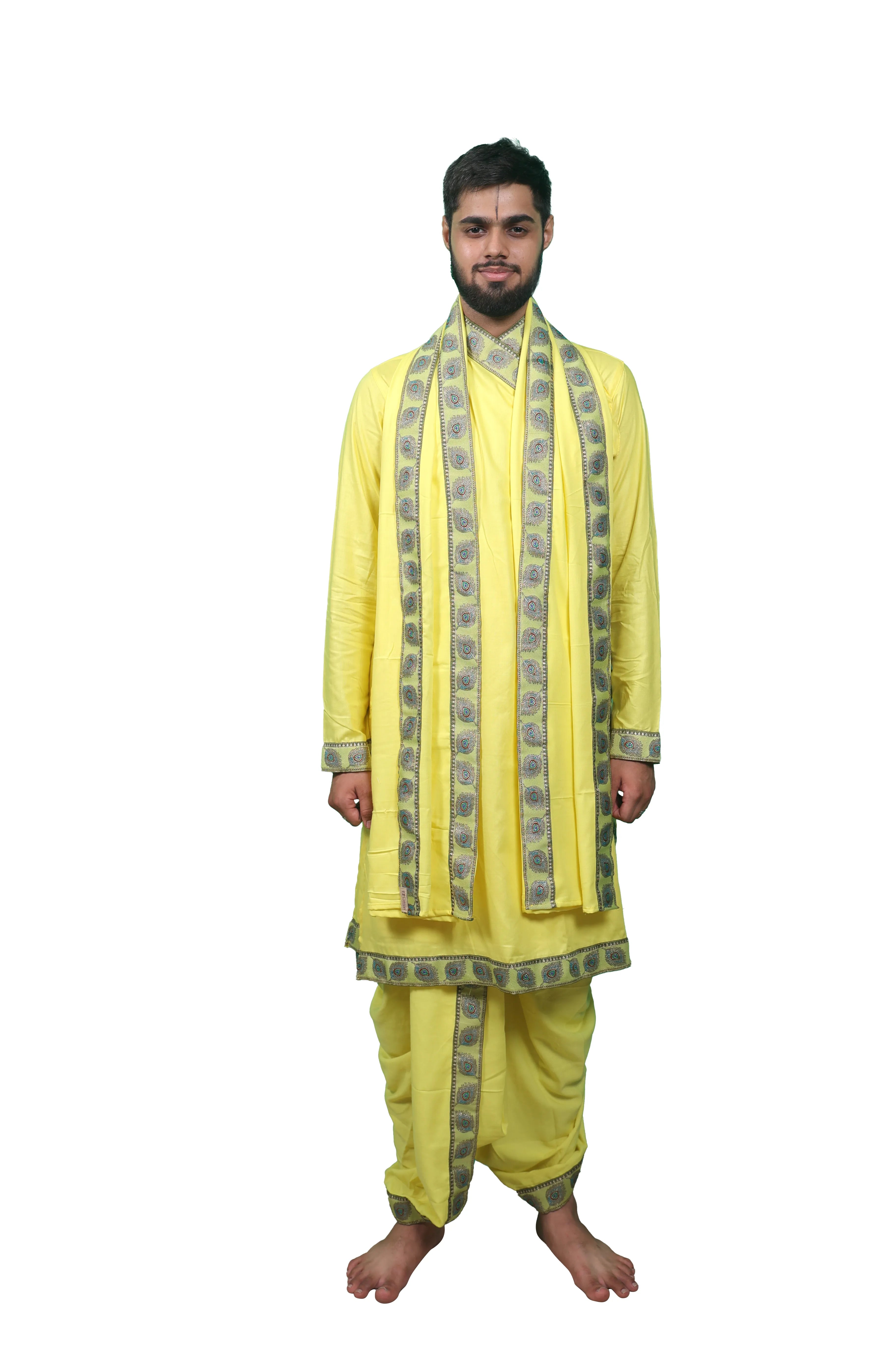 Traditional Bagalbandi Dhoti Set (Mor Pankh) with readymade dhoti and dupatta