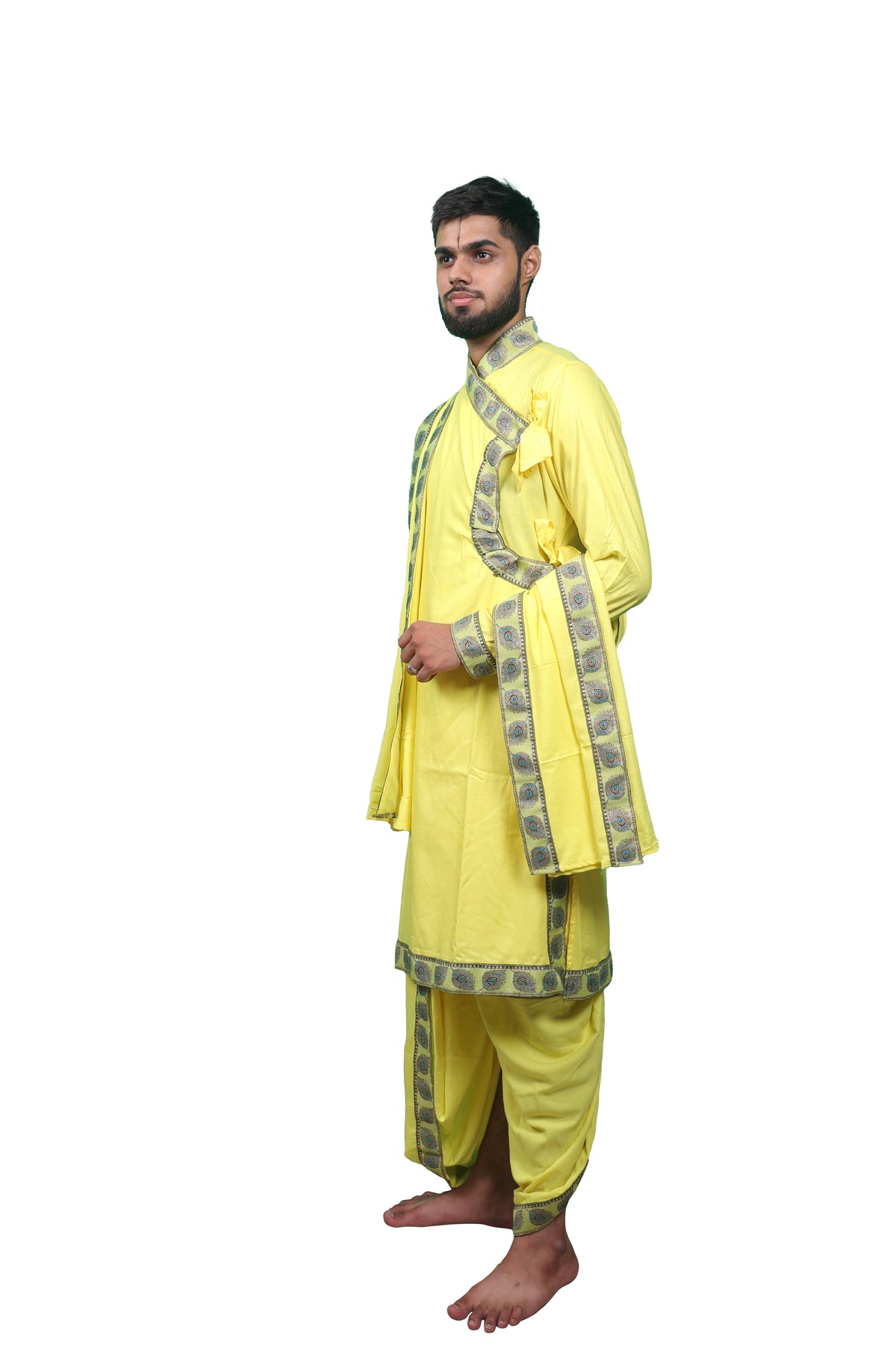 Traditional Bagalbandi Set (Mor Pankh) with readymade dhoti and dupatta