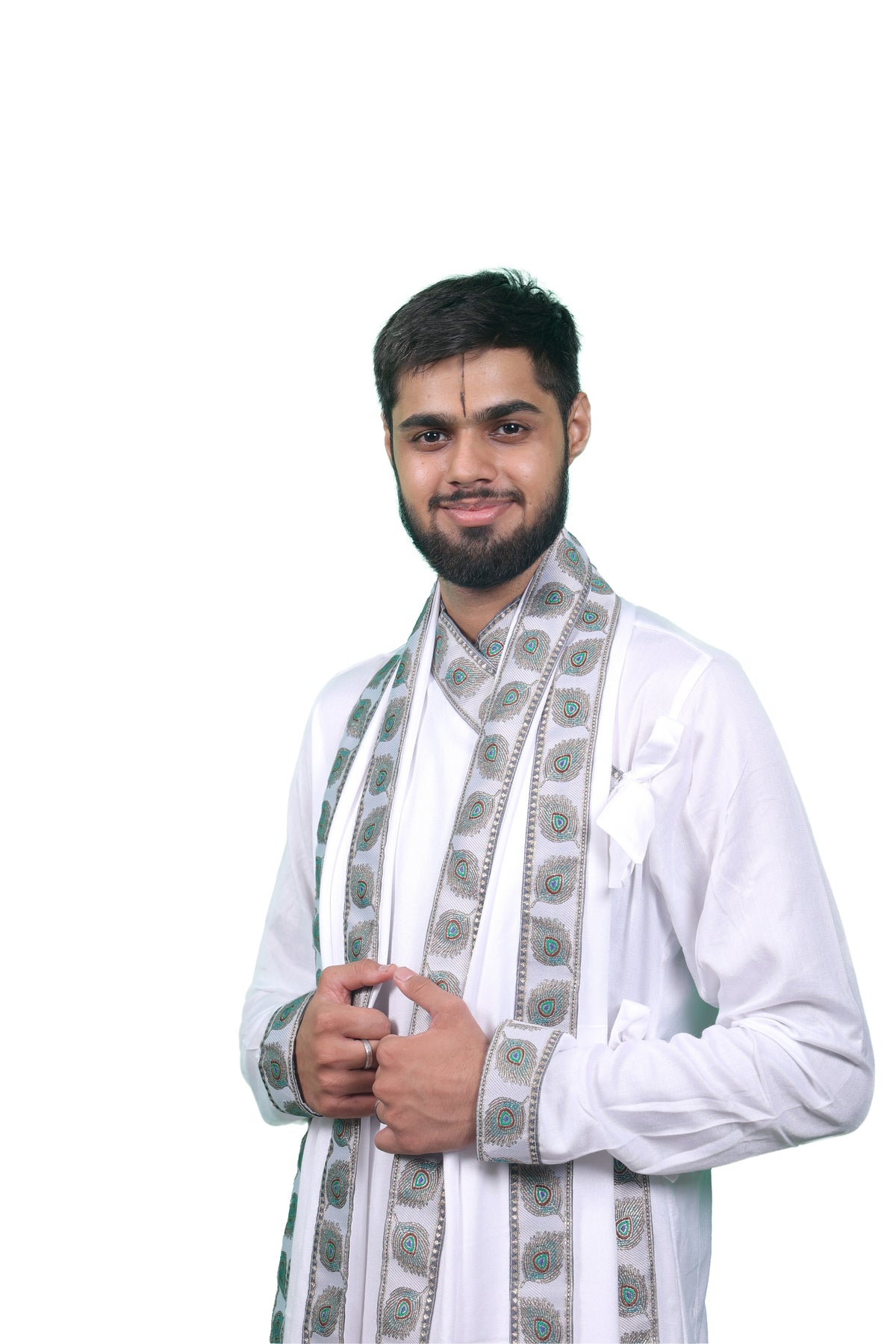 Traditional Bagalbandi Set (Mor Pankh) with readymade dhoti and dupatta