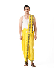 Traditional Pant style  Dhoti Set (mor pankh) Lemon