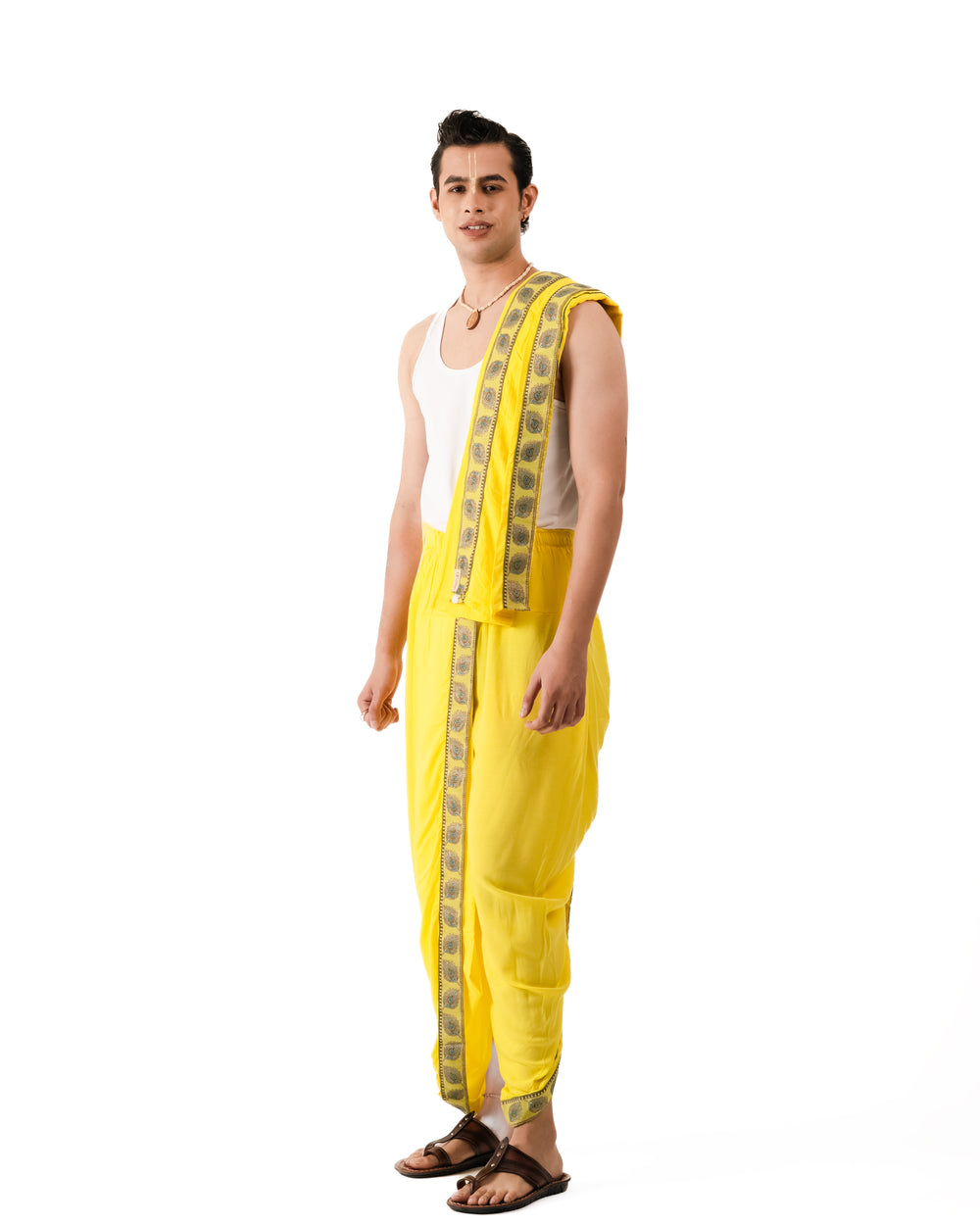 Traditional Pant style  Dhoti Set (mor pankh) Lemon