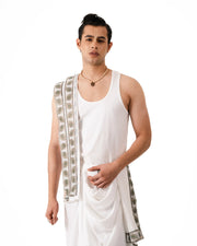Traditional Dhoti Set (mor pankh) White