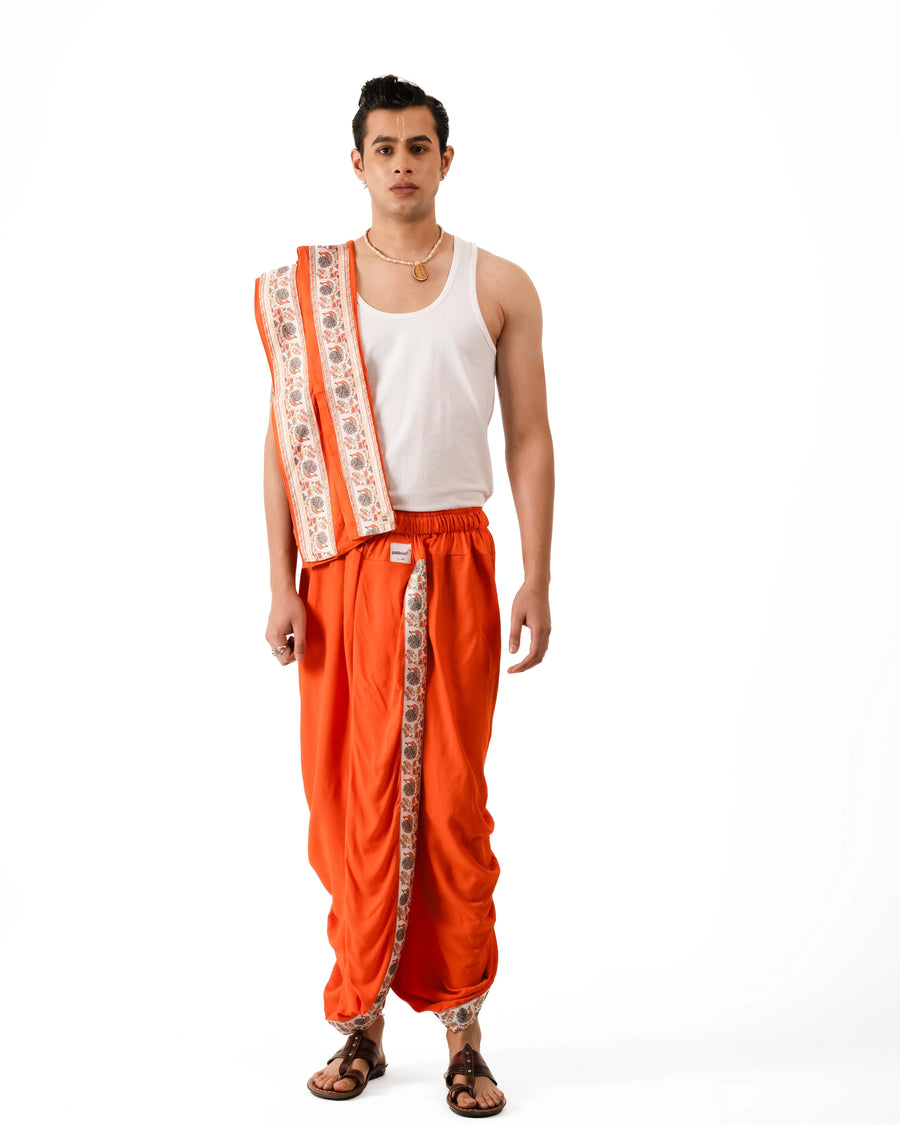 Kanaka Pant style Dhoti and Dupatta