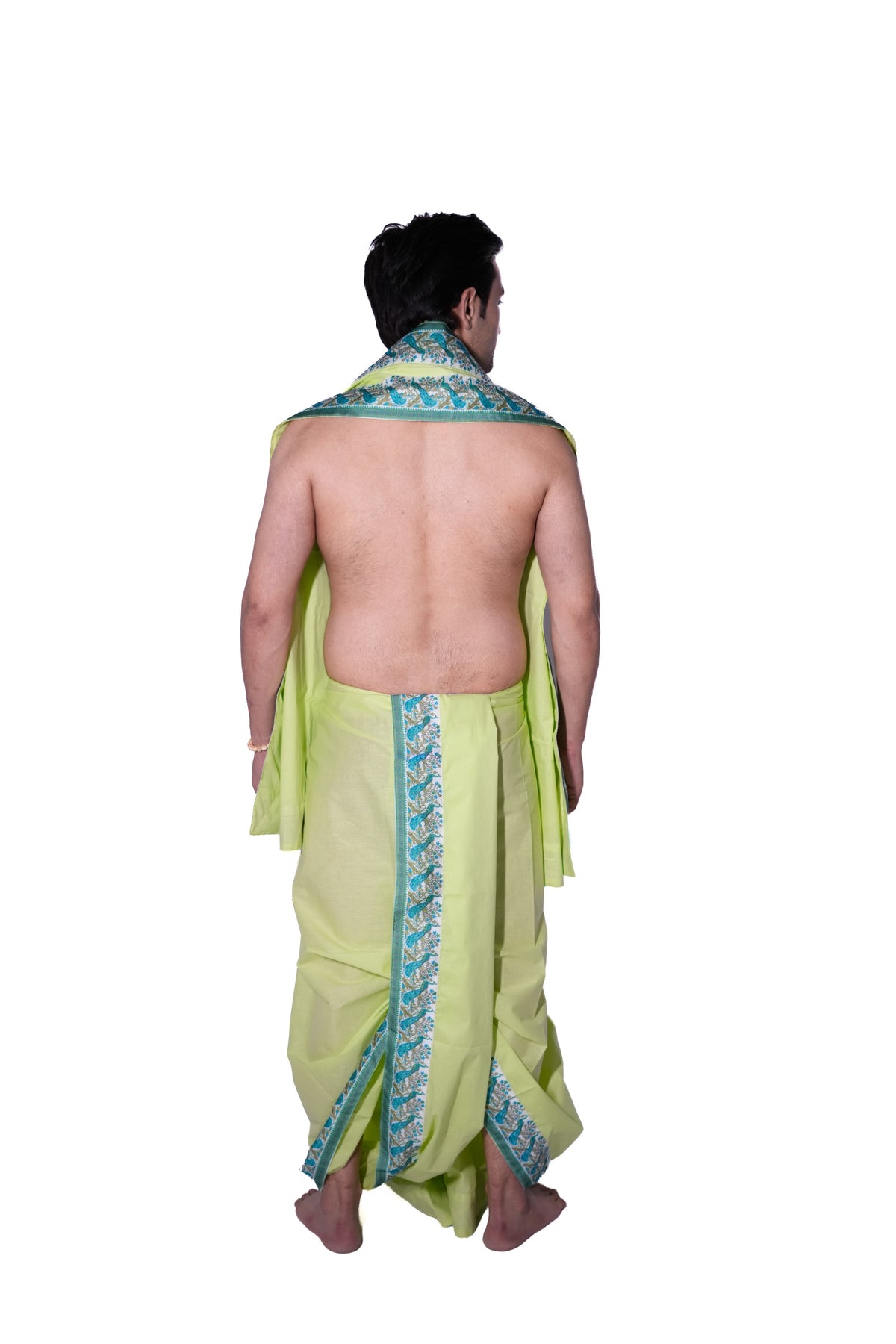 Neer Border Bagalbandhi Set - Green