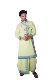 Neer Border Bagalbandhi Set - Green