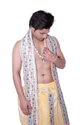 Kanish Border Bagalbandhi Set- Cream