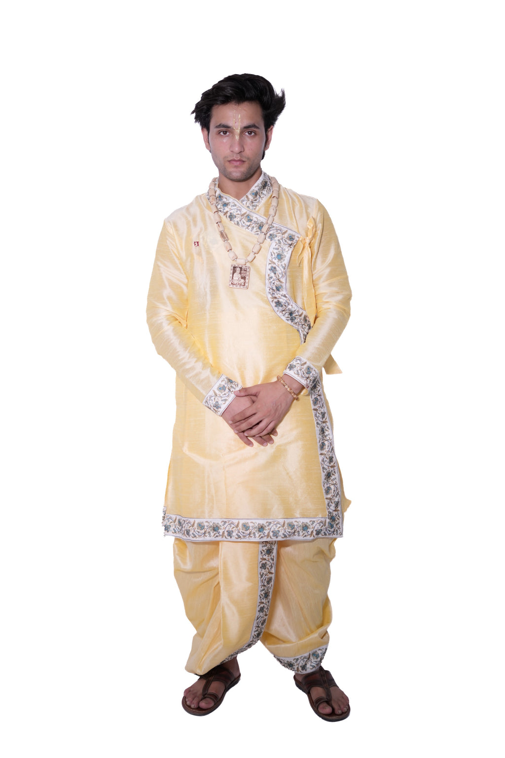 Kanish Border Bagalbandhi Set- Cream