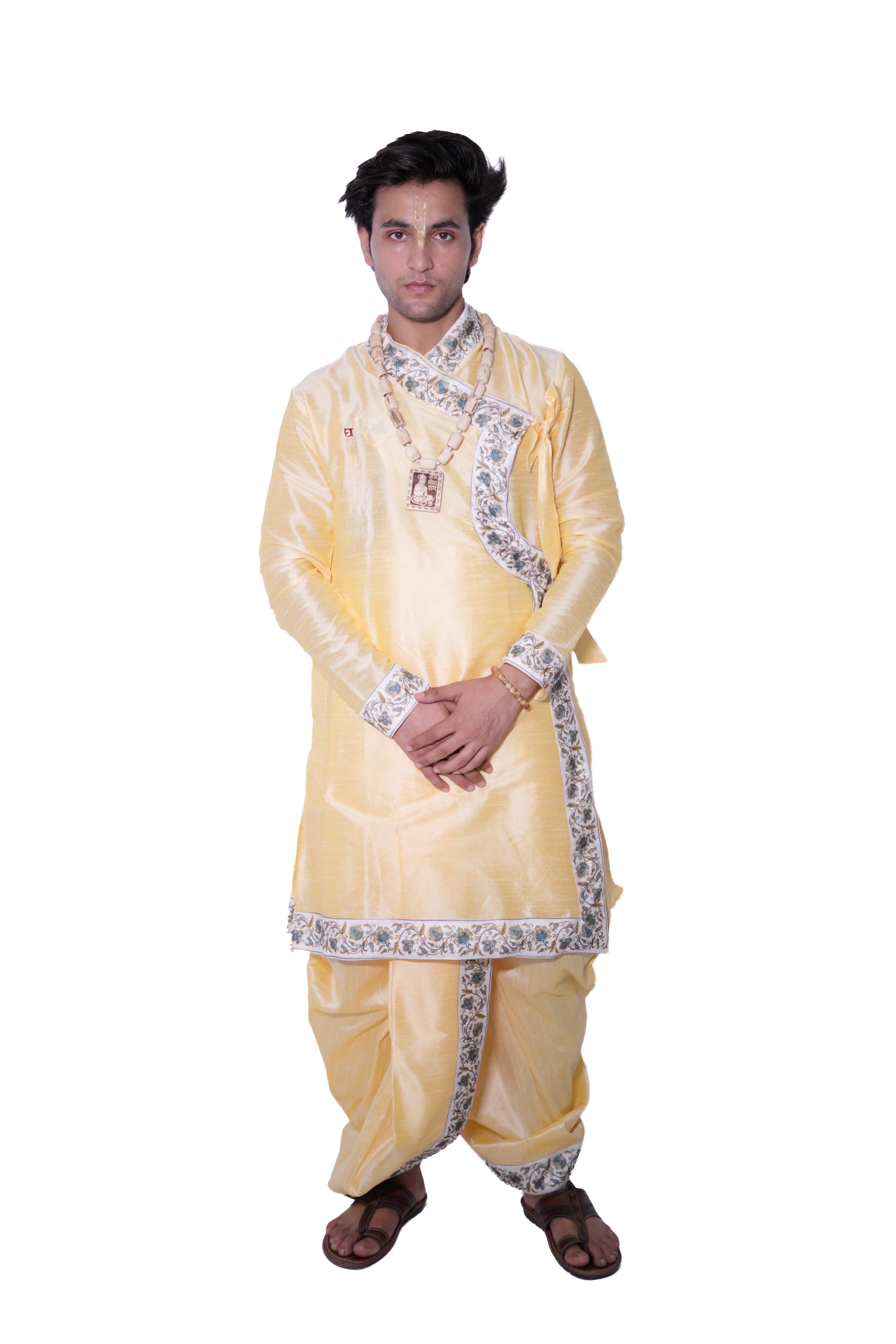 Kanish Border Bagalbandhi Set- Cream