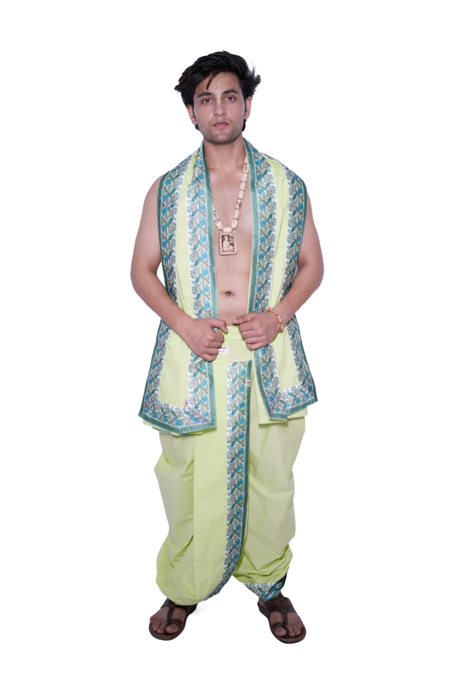 Pant style Dhoti and dupatta set - Neer Green