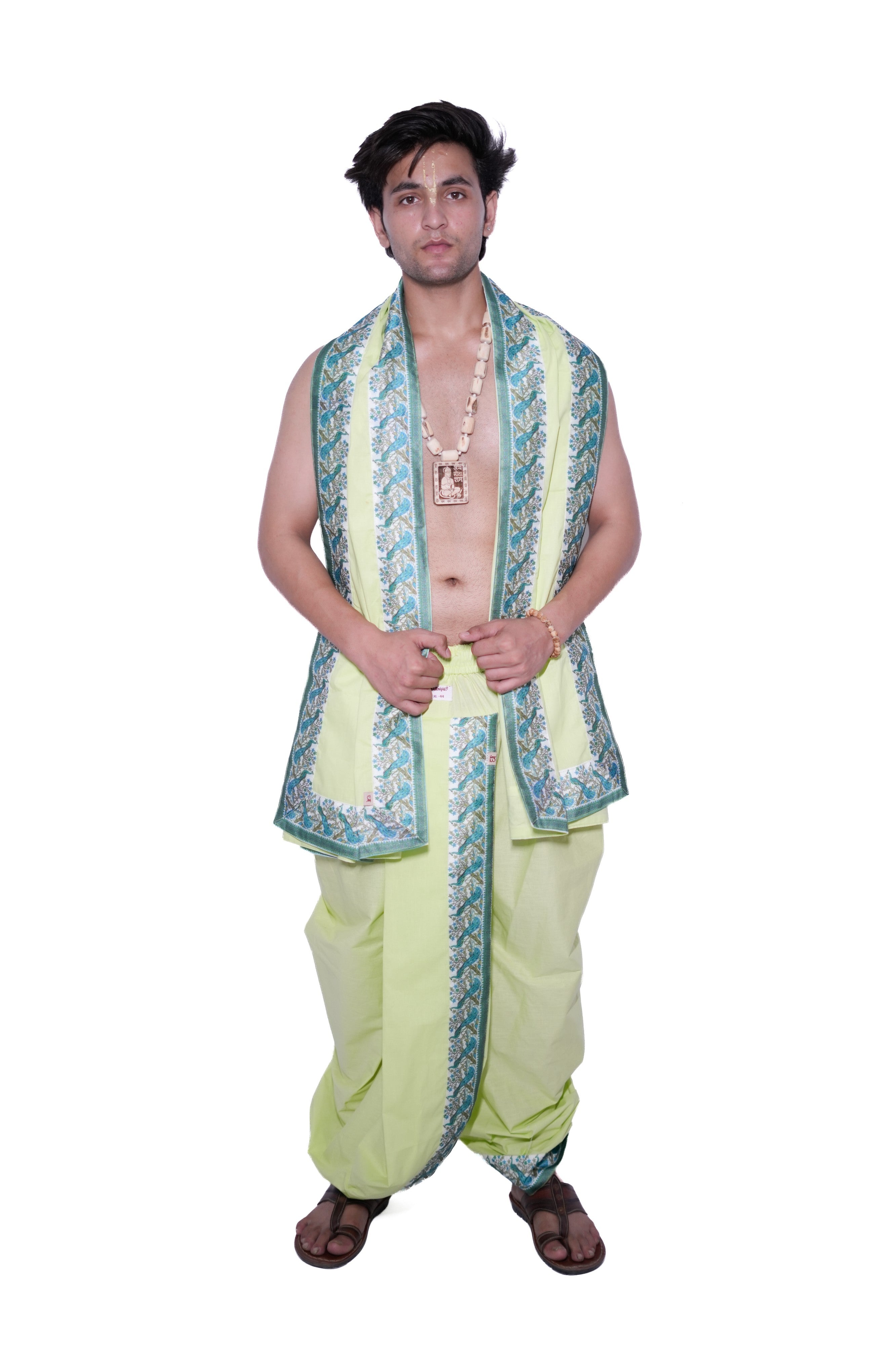 Neer Border Bagalbandhi Set - Green