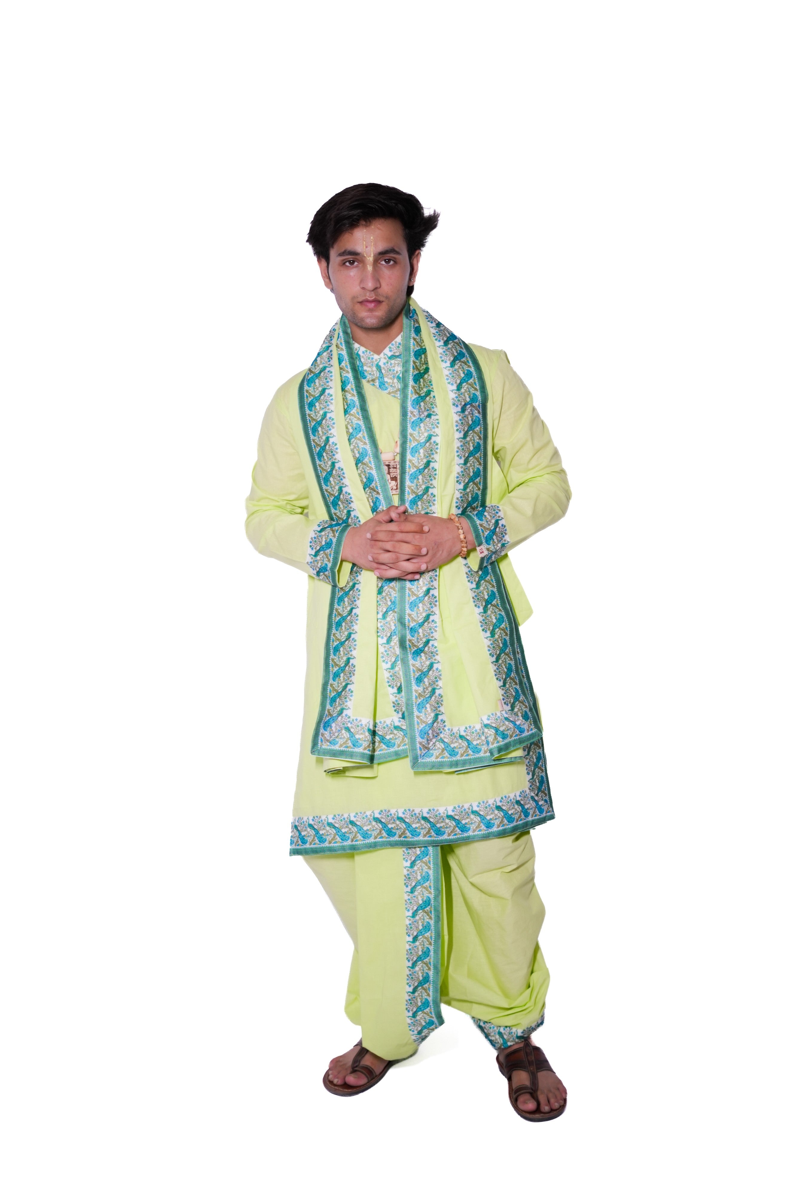 Neer Border Bagalbandhi Set - Green
