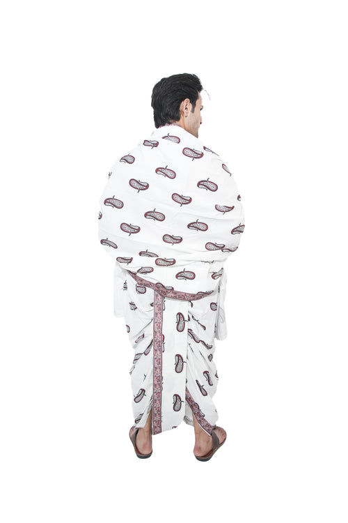 Arya Readymade Dhoti and dupatta set - Off white