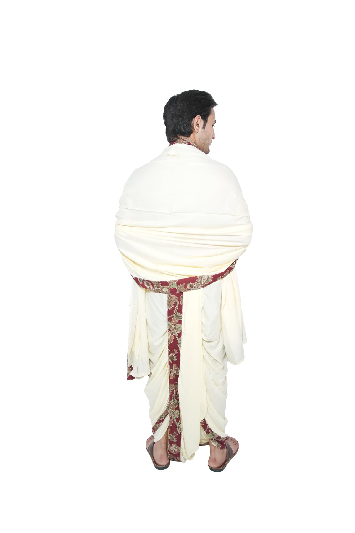 Sridhar Readymade Dhoti and dupatta set - Cream