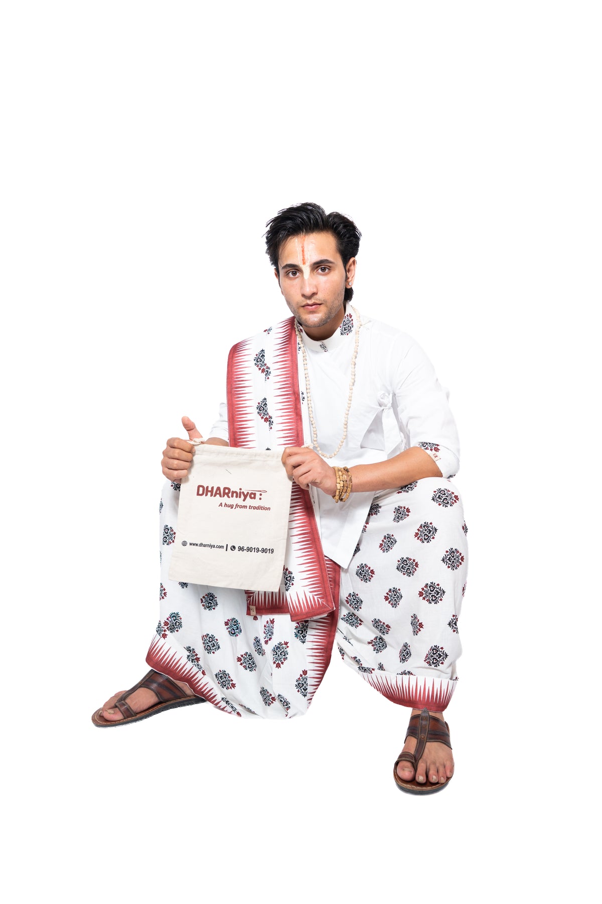 Vaishnava Bagalabandhi and Dhoti Set- white