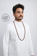 White Cotton Kurta Side Design Wooden